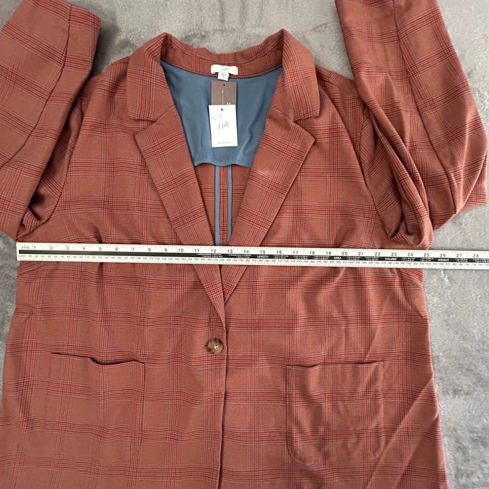 J.Jill Plaid Blazer Women's 2X Auburn Stretch Single Button Plaid Jacket NWT